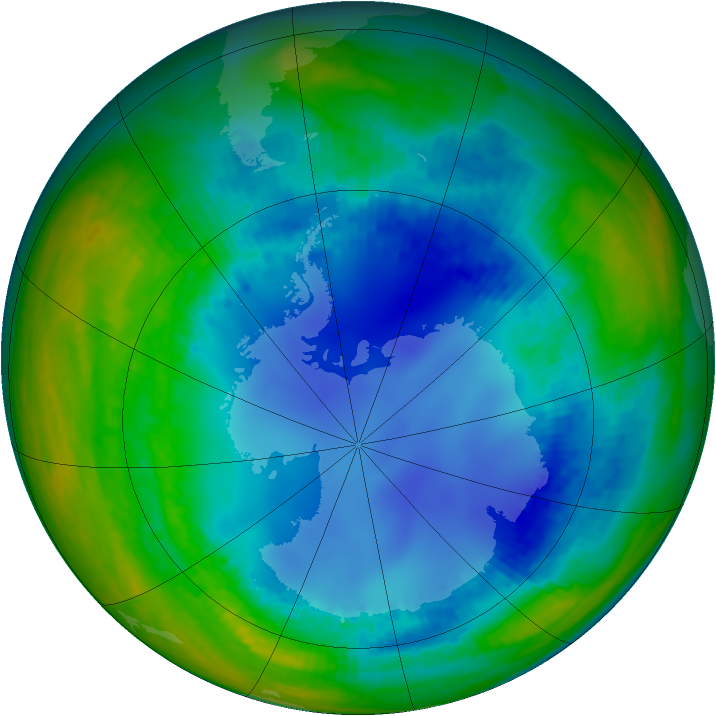 Antarctic ozone map for 08 August 2003